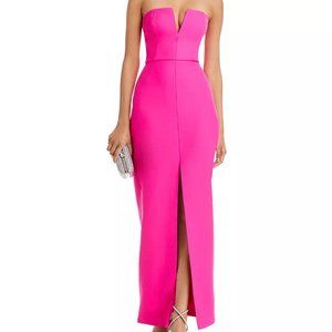 BCBGMAXAZRIA Strapless Crepe Gown Pink (beet root) Size 4 - Altered 2" Shorter